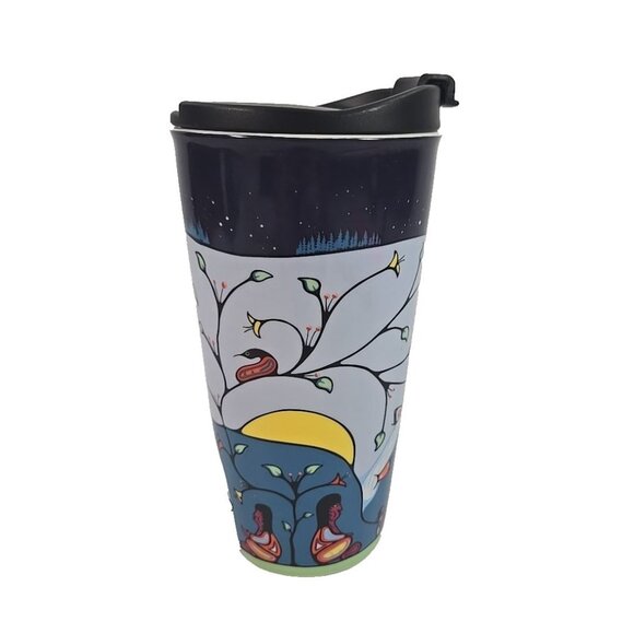 Native Northwest Travel Mug Indigenous Art Ceramic Tumbler Vancouver Canada - Picture 4 of 7